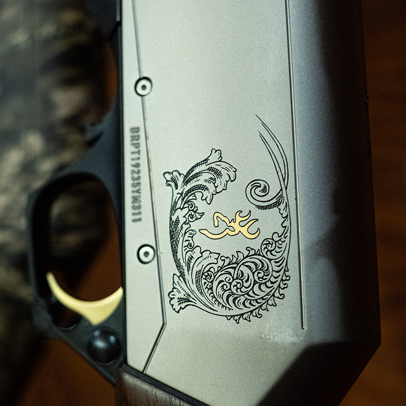 Rifle engraving close up